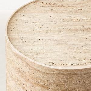 Moderno elegante travertino in pietra in marmo solido struttura da tavolo per soggiorno piccolo tavolo per divano sedie uso per mobili per la casa - Product Image 5