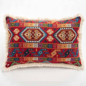 Coussin à franges Coussin tissé <span class=keywords><strong>en</strong></span> tapisserie avec taie <span class=keywords><strong>d</strong></span>'oreiller à glands - Product Image 1