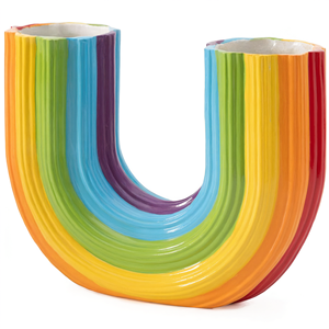 Rainbow U Shaped Resin <b>Vase</b> for Modern Living Room Table Decor - Product Image 2