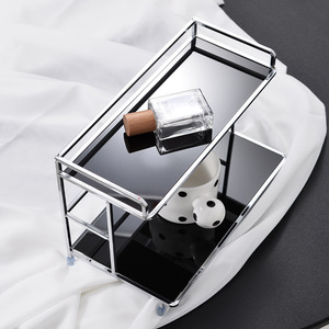 Étagère de rangement en métal à 2 niveaux pour salle de bain, cuisine, cosmétiques, organisateur portable multifonction - Product Image 3