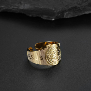 Bague en Titane et Diamant Style Bouddhisme Européen et Américain, Plaqué Or 14K, Réglable, Thème <span class=keywords><strong>Littérature</strong></span> et Art Rétro, Cadeau, Collection Transfrontalière 2023 - Product Image 2