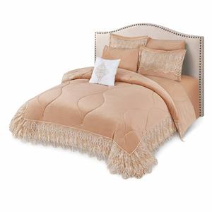Juego de Ropa de Cama de Terciopelo de Poliéster de Lujo Ligero Personalizable al por Mayor con Ribete de Encaje, Edredón Suave y Acolchado, 200 Hilos, Diseño OEM ODM - Product Image 5