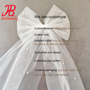 Personnalisé Tulle Perle <span class=keywords><strong>Mariée</strong></span> <span class=keywords><strong>Cheveux</strong></span> Arc Populaire Femmes <span class=keywords><strong>Cheveux</strong></span> Accessoires Court Doux Tulle Mariage Perles De <span class=keywords><strong>Mariée</strong></span> Voile Arc - Product Image 2