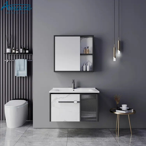Chaozhou fabbrica di alta qualità Design moderno a parete lavabo in ceramica in legno massello <span class=keywords><strong>mobile</strong></span> da <span class=keywords><strong>bagno</strong></span> con specchio - Product Image 2