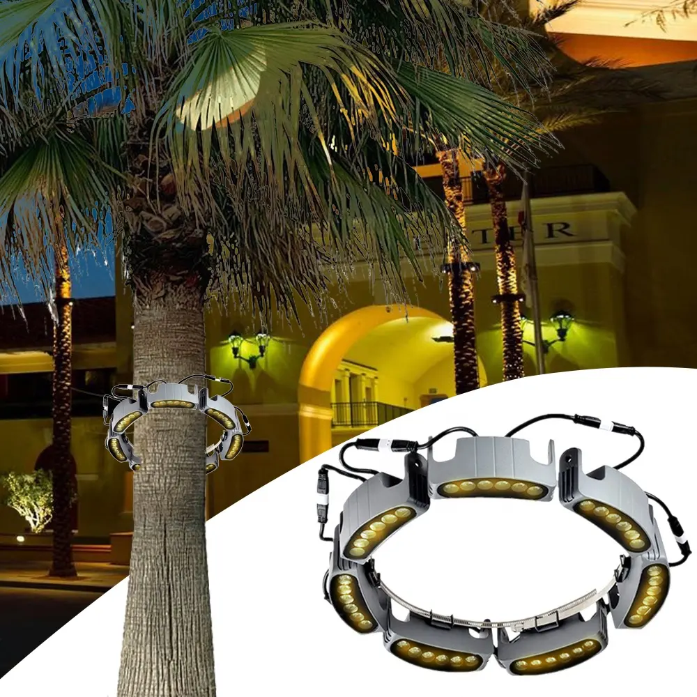 Custom-Sized Led Tree Lighting Outdoor Landscape Garden LED Ring Hug Palm Tree Spot Light DIY Linked Bridge Column Hoop Lights