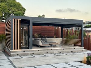 Garden Free Standing <b>Waterproof</b> Motorized Aluminio Pavilion Gazebo Ultraviolet-proof Custom Aluminium Pergola Free-standing Moto - Product Image 1