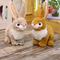 Super doux assis peluche lapin poupée drôle et réaliste lapin de pâques jouet brodé techniques PP coton rempli