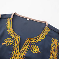 Robe longue islamique pour homme, style marocain, thobe kaftan, avec broderie blanche exquise, longueur cheville, été, personnalisable (ODM)