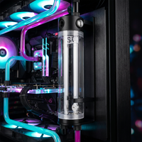 OCOCOO - Tanque de Refrigeración Líquida Transparente Cilíndrico de PC, Tanque de Refrigeración Acrílico con Rosca G1/4 para Computadoras de Escritorio para Juegos