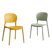 Chaise de salle à manger empilable en plastique Ustovian, style nordique moderne et minimaliste, avec dossier, pour la maison et les restaurants