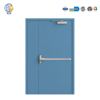 Puerta de Salida de Emergencia Contra Incendios, de Doble Hoja Desigual, de Acero Azul, para Centros Comerciales, Cines, Estadios, Suministro para Proyectos
