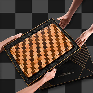 Lớn Acacia End hạt gỗ thớt Reversible gỗ thớt <span class=keywords><strong>butcher</strong></span> khối với nước trái cây rãnh xử lý - Product Image 6