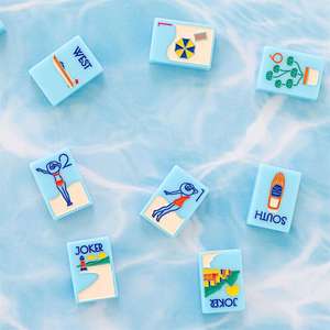 Tuiles de Mahjong Américaines de Luxe en Acrylique Sculpté, 160 Pièces, Bleu Portofino, Thème Vacances en Bord de Mer, Personnalisables 2026 - Product Image 3