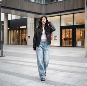 Custom OEM High Waist Straight Leg Casual Vintage Medium Wash Denim <b>Jeans</b> for wo'men Polyester/Cotton Breathable - Product Image 1