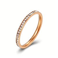 Bague en acier inoxydable plaqué or 18 carats pour femme, pavé de zircons, alliance éternité minimaliste, fine et empilable, bijoux étanches