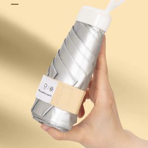 Parapluie de poche mini pliable 6 volets avec logo personnalisé OEM, revêtement argenté UPF50+, léger 233g, pour le soleil et la pluie, idéal pour les voyages, pour femmes - Product Image 4