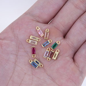 Colgante Rectangular Geométrico de Circonita de Color Chapado en Oro de Cobre de 18K con Piedra de Cumpleaños del 12, Accesorios de Joyería DIY - Product Image 3