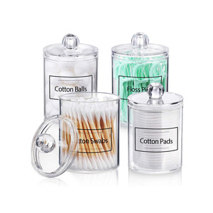 High Quality 4 PACK 10 oz Clear Plastic Jar Set for Bathroom Canister Storage Organization