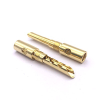 En forme de dent de scie en laiton plaqué or 4mm coque de tête de banane moins connecteur d'amplificateur de câble de haut-parleur