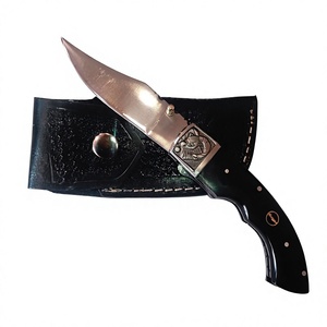 Handmade Trailing Point Pocket Knife Stainless Steel Blade Straight Edge Ram Engraved Bolster Micarta Handle 12-inch <b>Prime</b> - Product Image 1