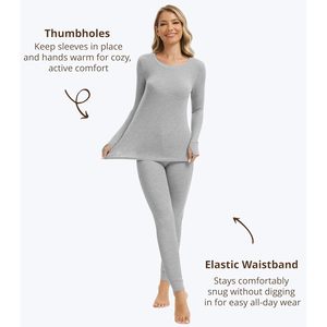 Ropa térmica para mujer, conjunto de camiseta y pantalones largos, capa base suave, pantalones de viscosa de bambú, pijamas de talla S a XXL, ropa abrigada para invierno. - Product Image 4