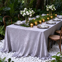 Nappe longue élégante en jacquard, linge de table en satin pour mariage en plein air, banquet et décoration de fête