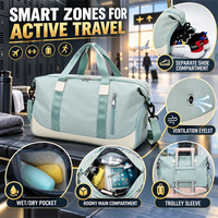 Sac de sport Oxford à compartiment à chaussures, poche humide/sèche et pochette pour trolley, idéal pour les voyages de fitness et les week-ends – Marque Distributeur