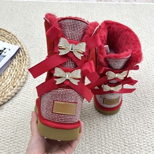 Stivali <span class=keywords><strong>da</strong></span> <span class=keywords><strong>Donna</strong></span> Invernali con Fiocco e Logo a U, Caldi, con Strass Intarsiati, Personalizzabili, Piattaforma Media, Vendita all'Ingrosso, di Gran Tendenza - Product Image 3