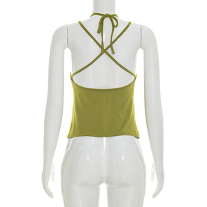 Viviblook C26TP117 Chaleco de Verano para Mujer, Nuevo, Sexy, Casual, de Color Sólido, Sin Mangas, con Cordones, Plisado, para Damas - Product Image 4