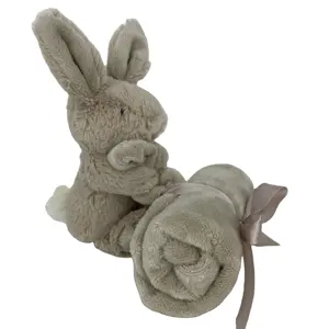 new style new core soft plush light brown bunny comforter baby toys