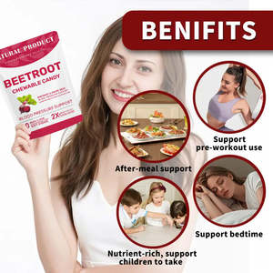 Bonbons à mâcher antioxydants naturels de betterave de marque privée avec saveur de baies de pépins de raisin bonbons doux à faible teneur en quantité minimale de commande - Product Image 5