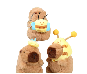 Capybara Plushies Llavero PP Malla de algodón Cross-Dress Mochila Comida Hamburguesa Papas fritas Pirata Chef Croissants Abeja Peluche Animal Juguetes - Product Image 4