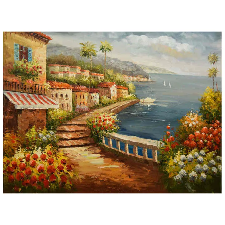 キャンバスに手作りの美しい風景油絵画材海景油絵風景アート油絵