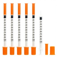 100 pièces/boîte Seringues à insuline jetables Emballage individuel Acier inoxydable Certifié CE Multi-tailles 0,3 ml 0,5 ml 1 ml 6 mm 8 mm 13 mm