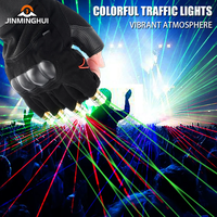 Gants laser LED multi-lignes 4 pièces avec lumières violettes/rouges/vertes pour DJ, scène, Halloween, rave et discothèque