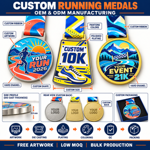 Médailles de finisseur de course personnalisées 10K 21K Marathon, récompenses de course en émail dur, fabricant OEM ODM - Product Image 4