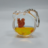 Porte-clés Acrylique Personnalisé avec Figurine Flottante Liquide Colorée, Design Horloge Réveil Mignonne et Animal de Dessin Animé, Pendentif pour Sac à Dos, Décoration d'Intérieur, Cadeau