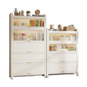 Librería de Acero Three Arrows de Seis Niveles con Puertas de Vidrio Acanalado, Gabinete de Almacenamiento a Prueba de Polvo para Sala de Estar - Product Image 5