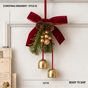 Grosir Raveloop PVC Hiasan Karangan Bunga Natal Merah Hijau Pita Ornamen Gantung Liburan Selamat Natal Kemasan Individual - Product Image 1
