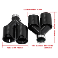 Fibre de carbone double Y Style 63mm entrée noir tuyau d'échappement embout de silencieux tuyau d'échappement pour BMW M2 F87 M3 F80 M4 F82 F83