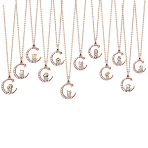 Collana zodiacale Vintage in argento Sterling 925 con ciondolo luna placcato oro per donna