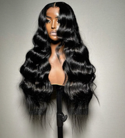 Pelucas de Cabello Humano Ondulado, 100% Cabello Humano Indio Virgen, Pelucas con Frente de Encaje HD 13*4, Pelucas sin Pegamento de Alta Densidad para Mujeres Negras