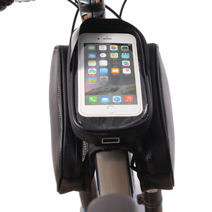 Sac de guidon de vélo QJ-401 noir, étanche, avec poche pour téléphone portable, équipement de cyclisme, sac de rangement pour VTT - Product Image 2