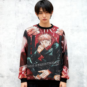 Felpa con cappuccio personalizzata Anime intrecciata in tessuto da uomo vestiti interi girocollo camicie a maniche lunghe Unisex - Product Image 1