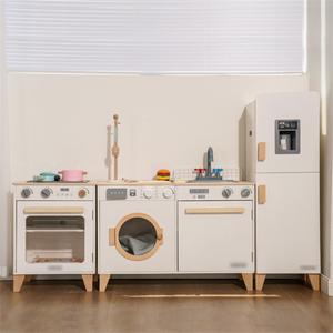 Cuisine en bois de simulation pour enfants, ensemble de jeu de rôle avec four et lave-vaisselle - Product Image 3