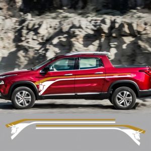 Autocollants latéraux en vinyle résistant aux UV pour camion <span class=keywords><strong>Fiat</strong></span> Toro avec porte de jupe imperméable à rayures de course - Product Image 1