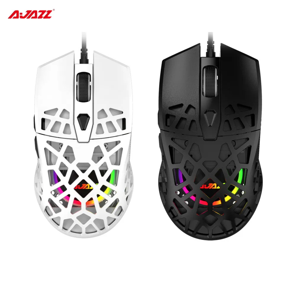 AJAZZ AJ339 New Lightweight Symmetrical Ergonomic Honeycomb Design RGB Gaming Mouse For Gamers Computer Mouse