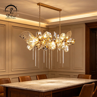 Lustre moderne en cristal de verre et acier inoxydable LED, doré antique, pour salle de mariage et décoration intérieure