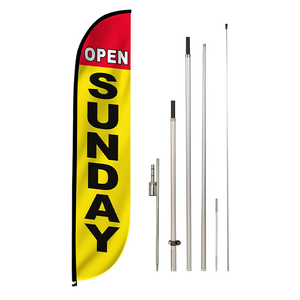 Drapeau à franges, bannière publicitaire avec kit de mât <span class=keywords><strong>en</strong></span> fibre de verre et piquet de sol pour la promotion des entreprises - Ouvert le <span class=keywords><strong>dimanche</strong></span> - Product Image 1