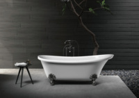 Pabrik OEM/ODM dengan pengalaman 18 tahun bak mandi berdiri bebas Matte batu putih Modern pengering desain kamar mandi untuk Hotel